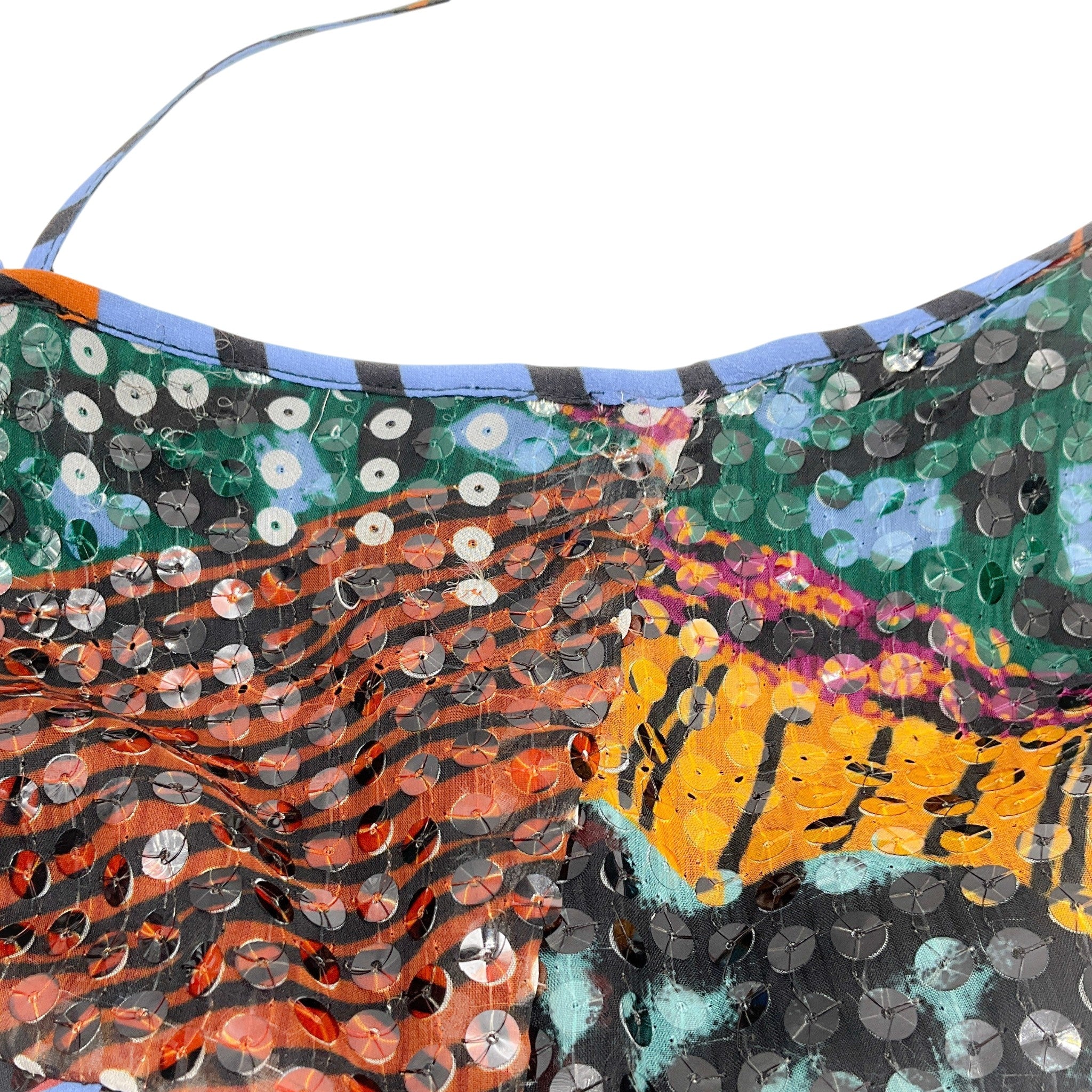 M Missoni Navy Blue / Multi Sequined Pleated Maxi Dress