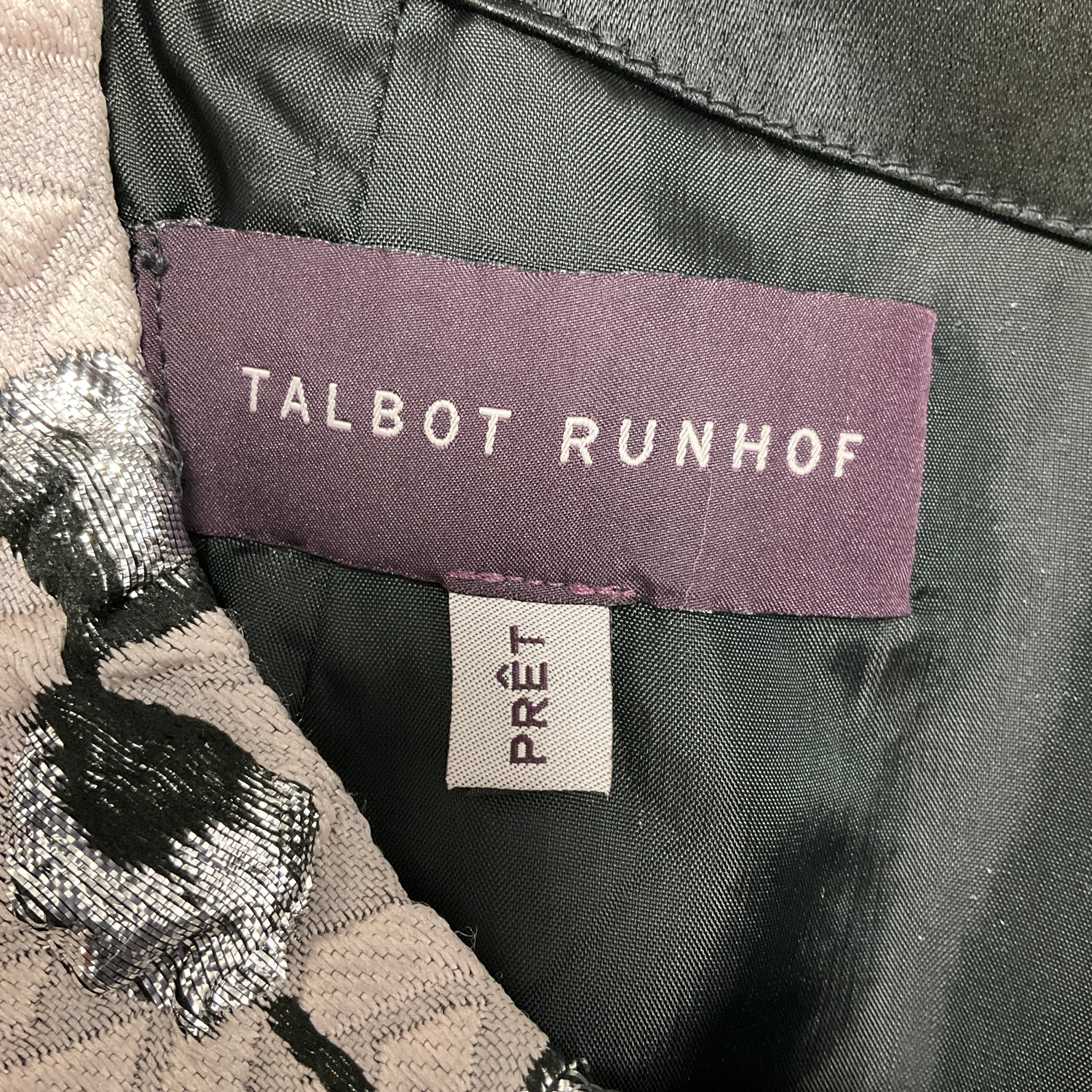 Talbot Runhof Blush / Black / Silver Metallic Jacquard Cocktail Dress