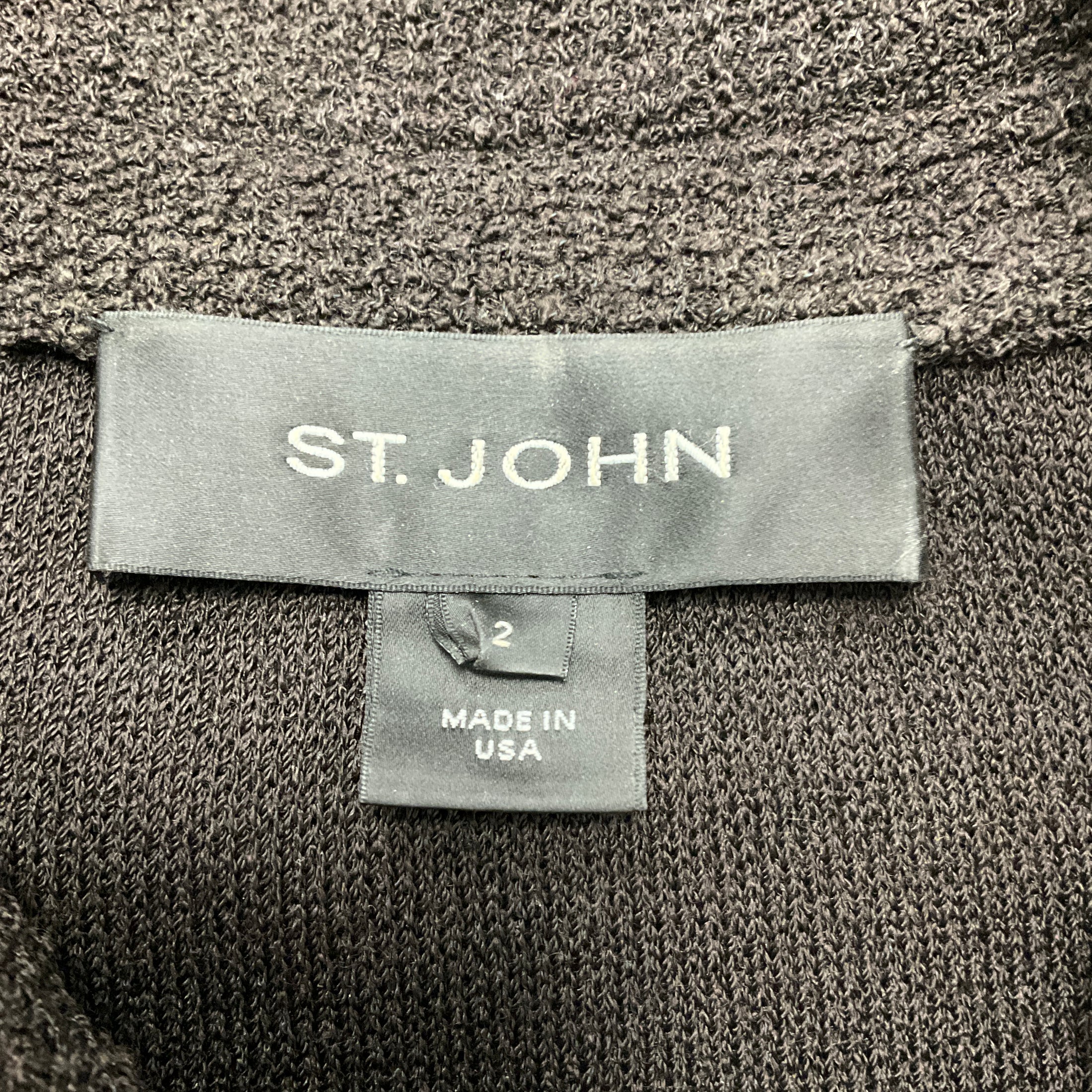 St. John Dark Brown Wool and Viscose Knit Jacket and Skirt Set