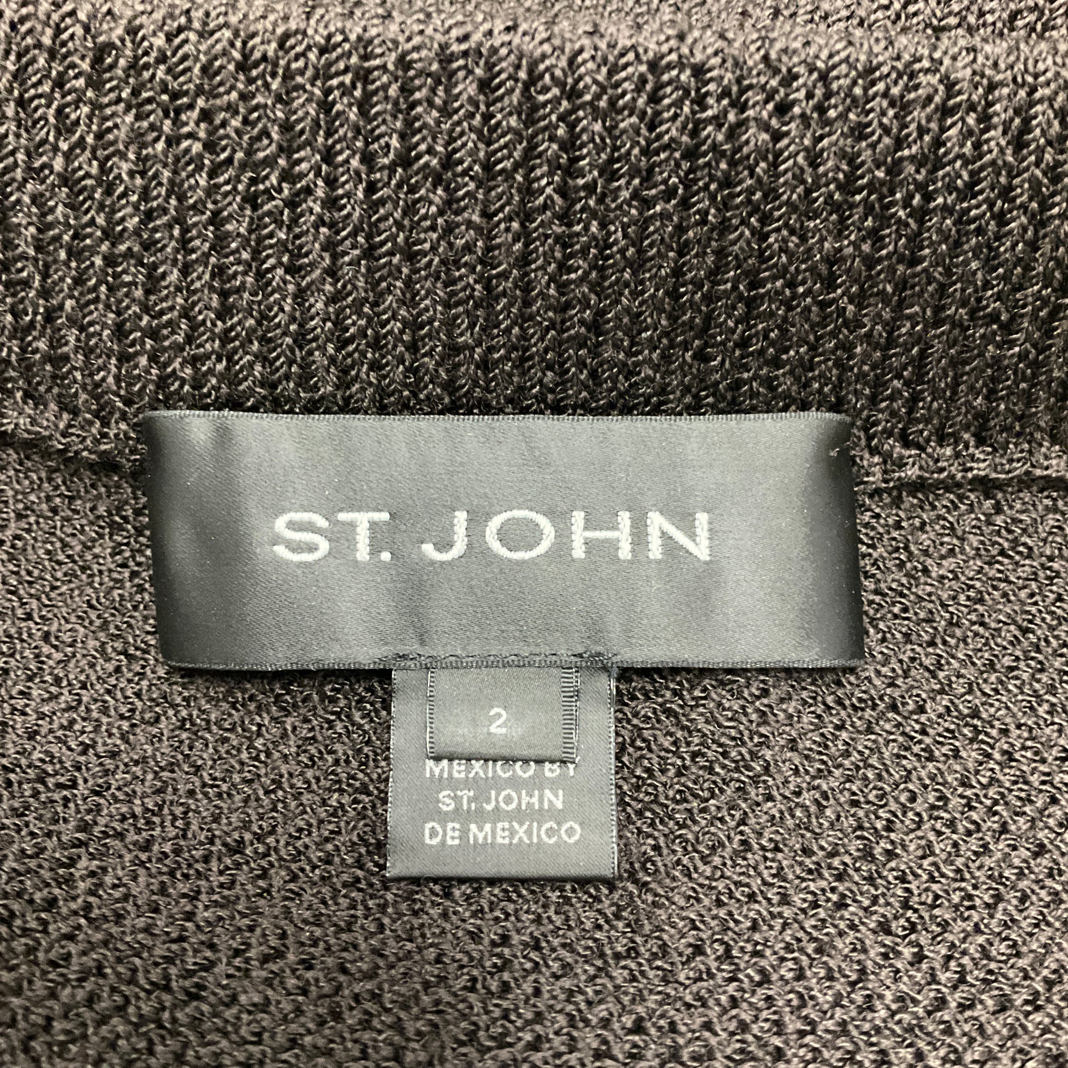 St. John Dark Brown Wool and Viscose Knit Jacket and Skirt Set