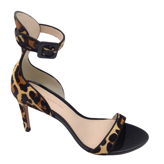 Sophia Webster Tan / Brown / Black Leopard Printed Calf Hair Ankle Strap Sandals