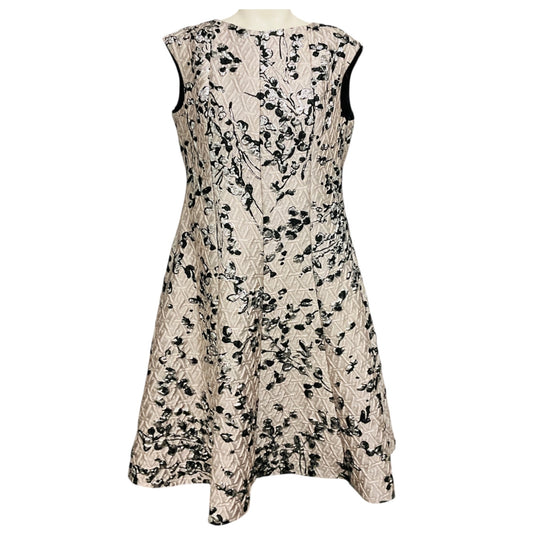 Talbot Runhof Blush / Black / Silver Metallic Jacquard Cocktail Dress