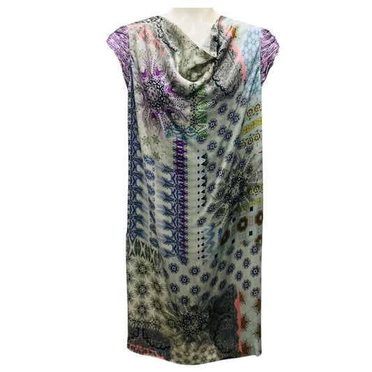 Etro Grey / Purple Multi Printed Satin Shift Dress