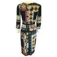 Load image into Gallery viewer, Etro Black Multi Printed Three-Quarter Sleeved V-Neck Crepe Dress
