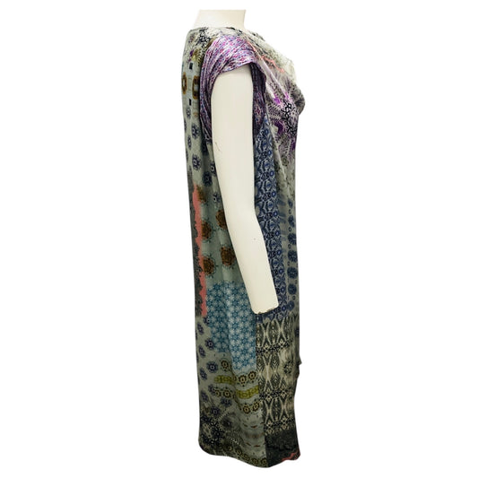 Etro Grey / Purple Multi Printed Satin Shift Dress