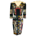 Load image into Gallery viewer, Etro Black Multi Printed Three-Quarter Sleeved V-Neck Crepe Dress
