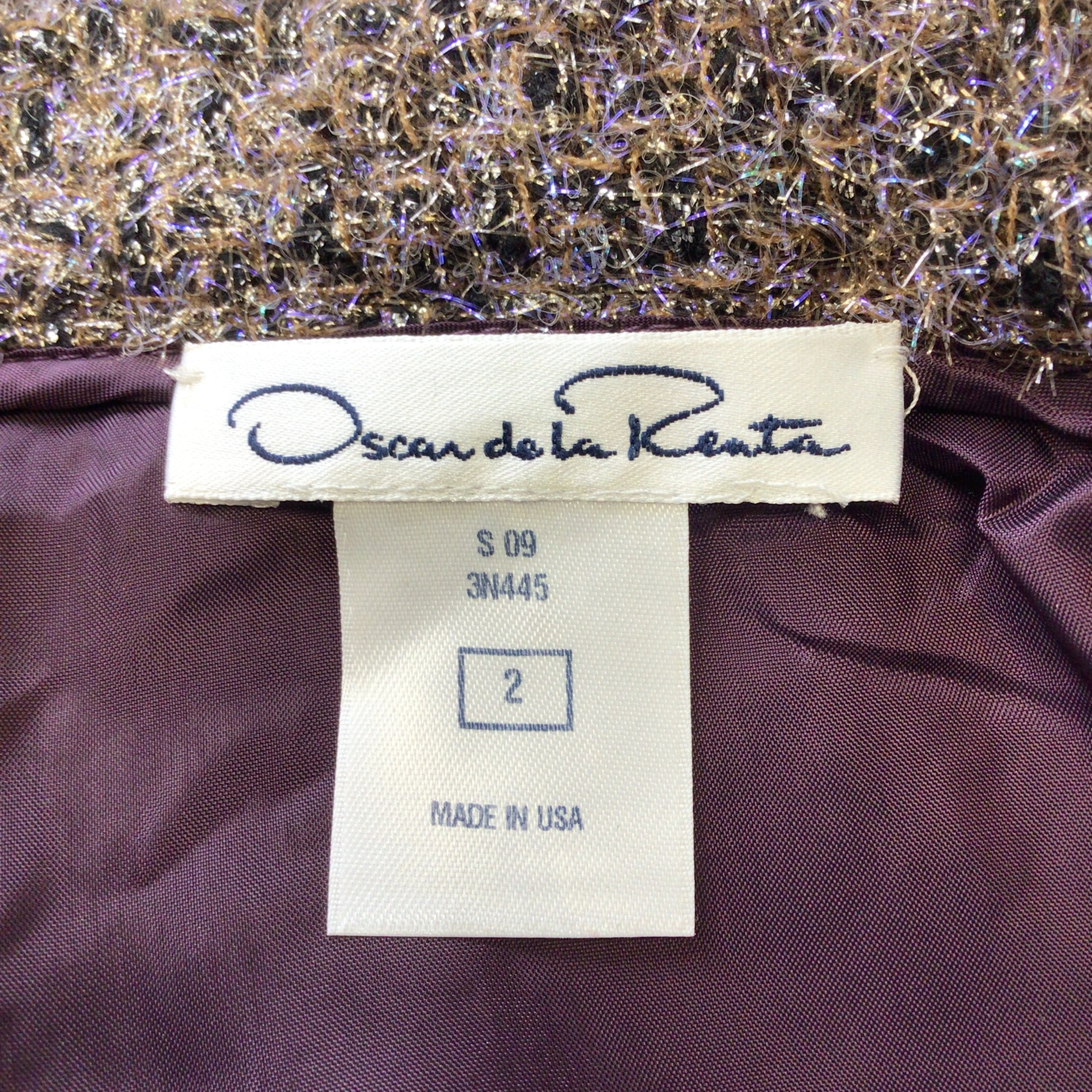 Oscar de la Renta Purple Multi Metallic Skirt