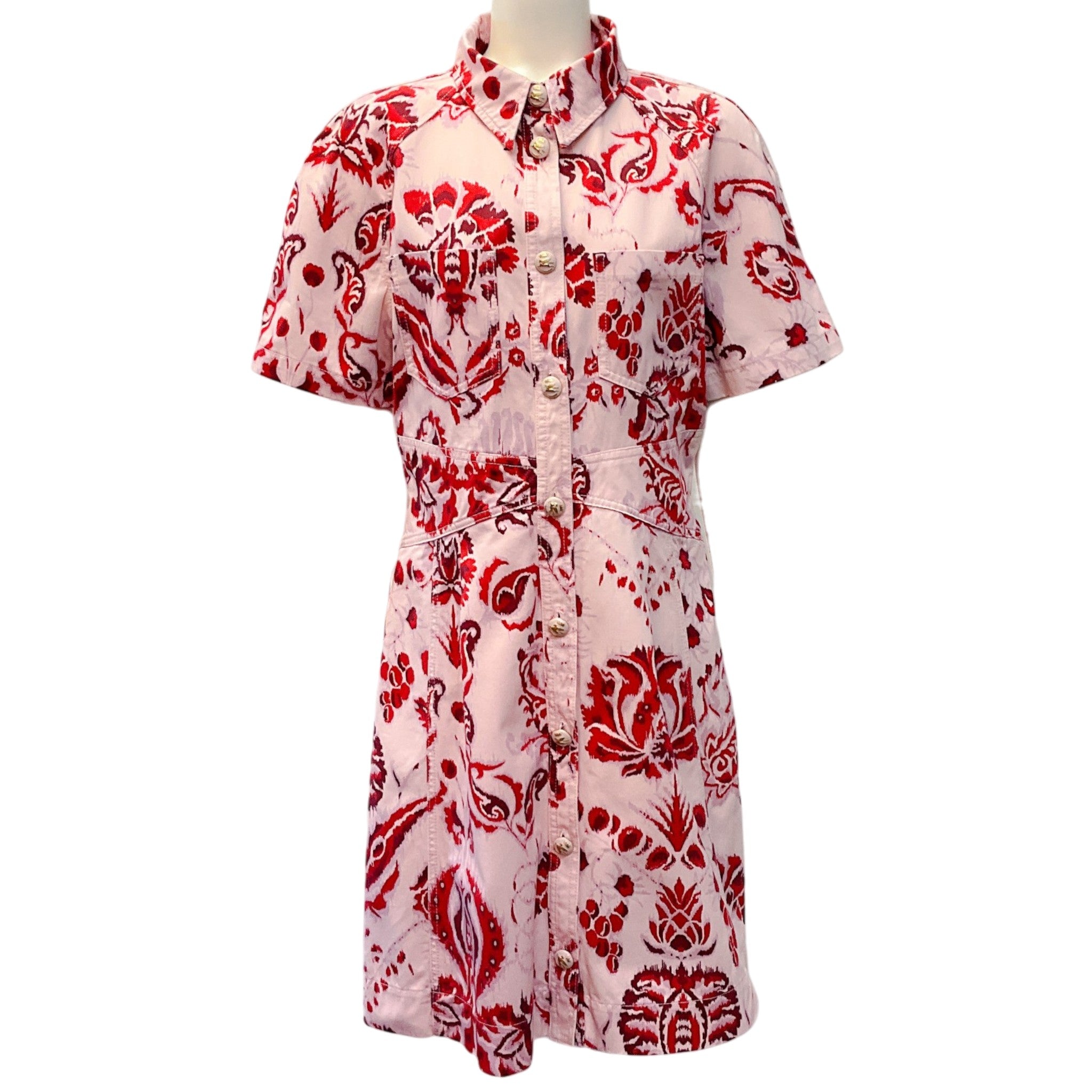 Etro Pink Floral Paisley Cotton Shirt Dress
