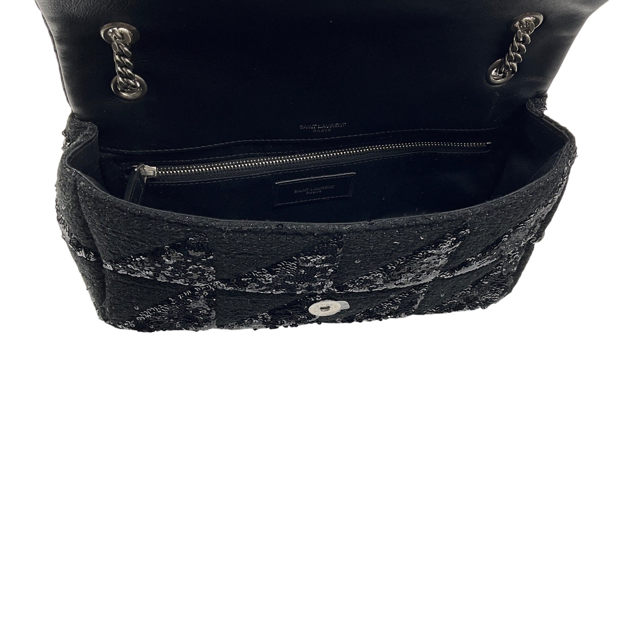 Saint Laurent Black Jamie Medium Sequin Embellished Shoulder Bag