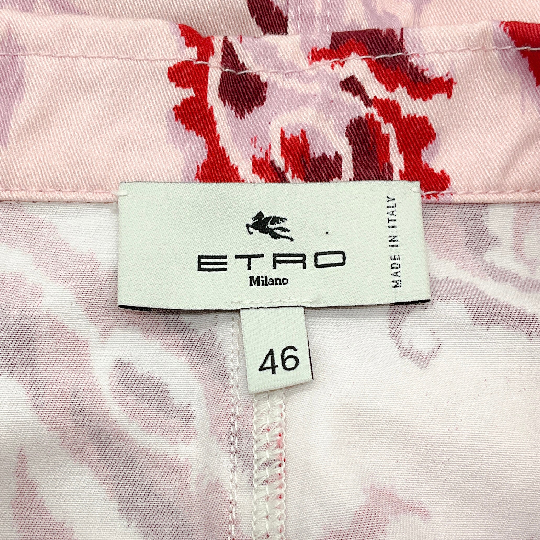 Etro Pink Floral Paisley Cotton Shirt Dress