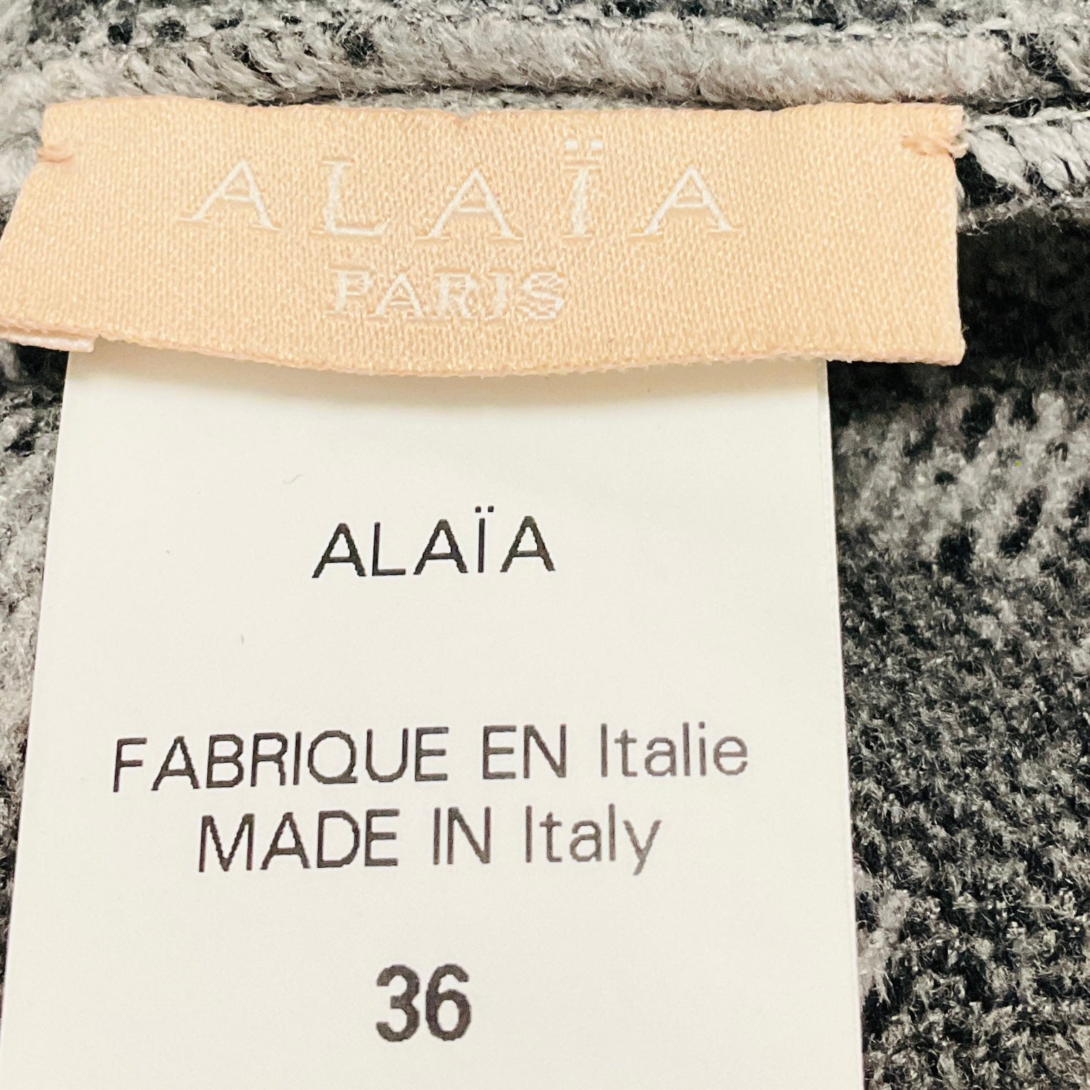 Alaia Grey / Black Animal Print Chenille Knit Pullover Sweater