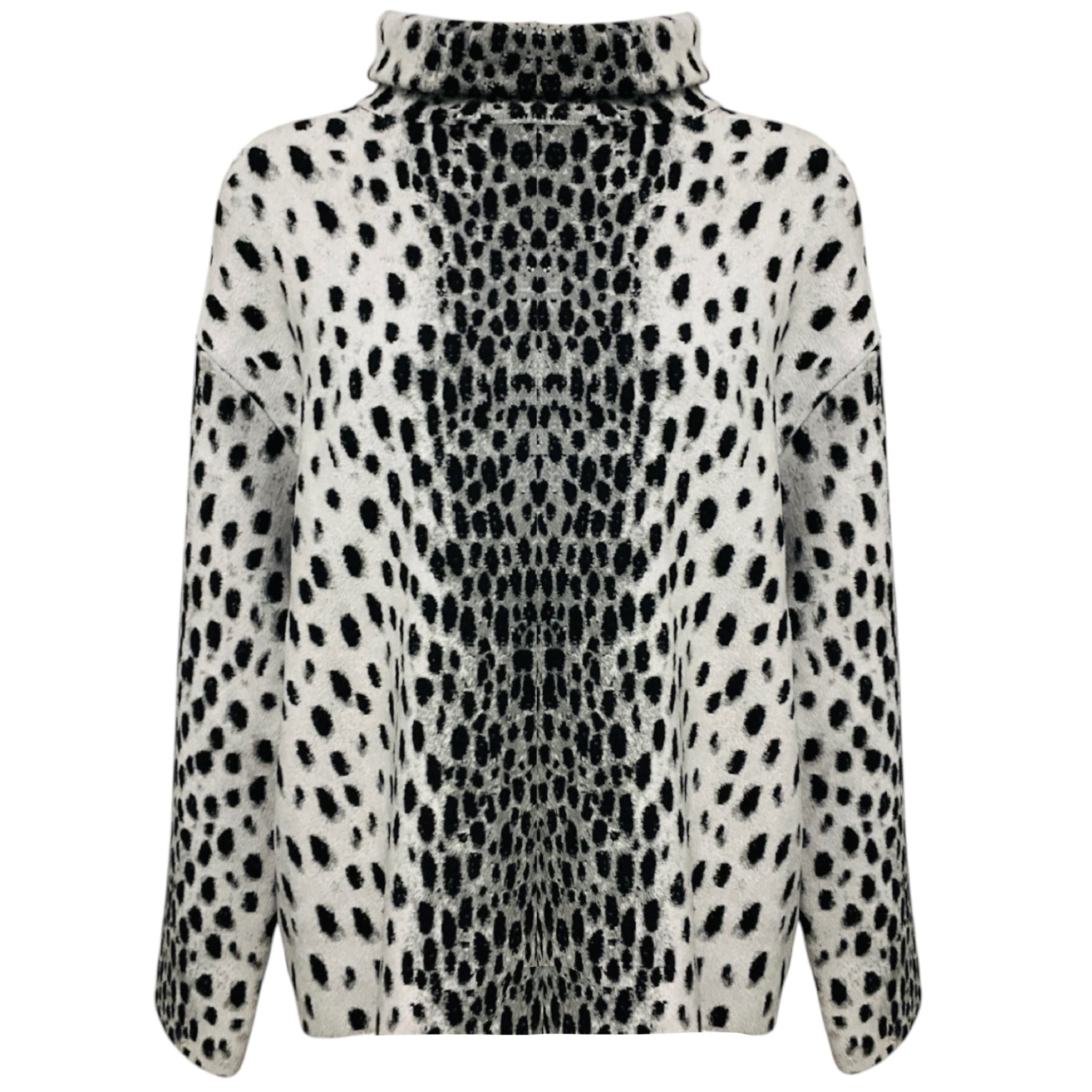 Alaia Grey / Black Animal Print Chenille Knit Pullover Sweater