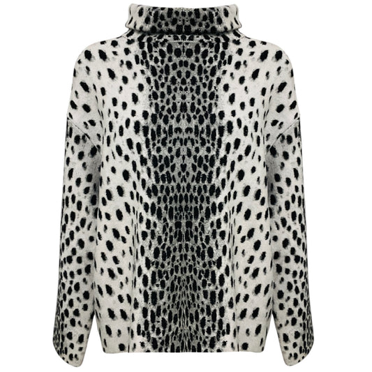 Alaia Grey / Black Animal Print Chenille Knit Pullover Sweater