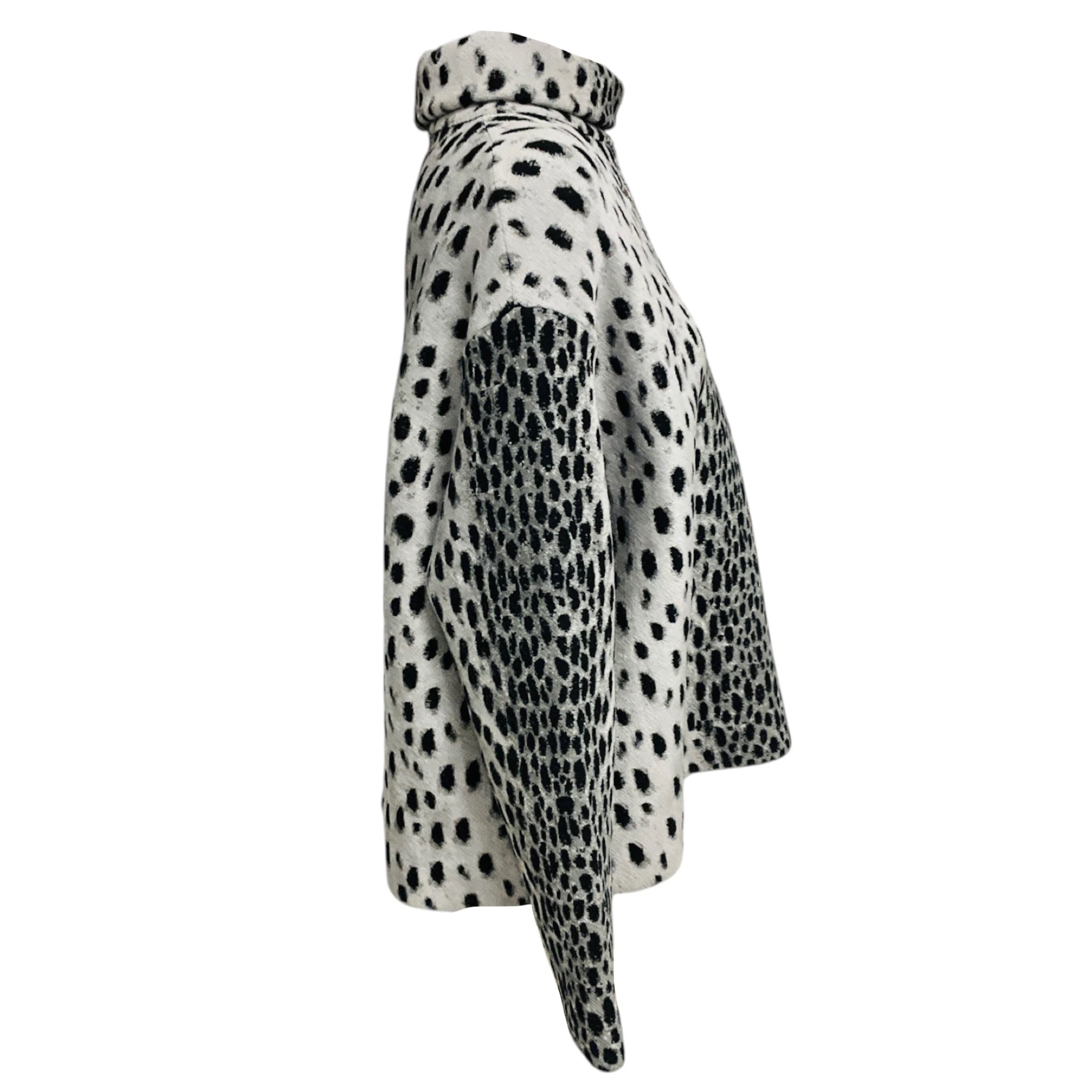 Alaia Grey / Black Animal Print Chenille Knit Pullover Sweater