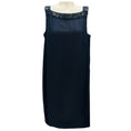 Load image into Gallery viewer, Akris Navy Blue Sleeveless Square Neck Chiffon Mini Shift Dress
