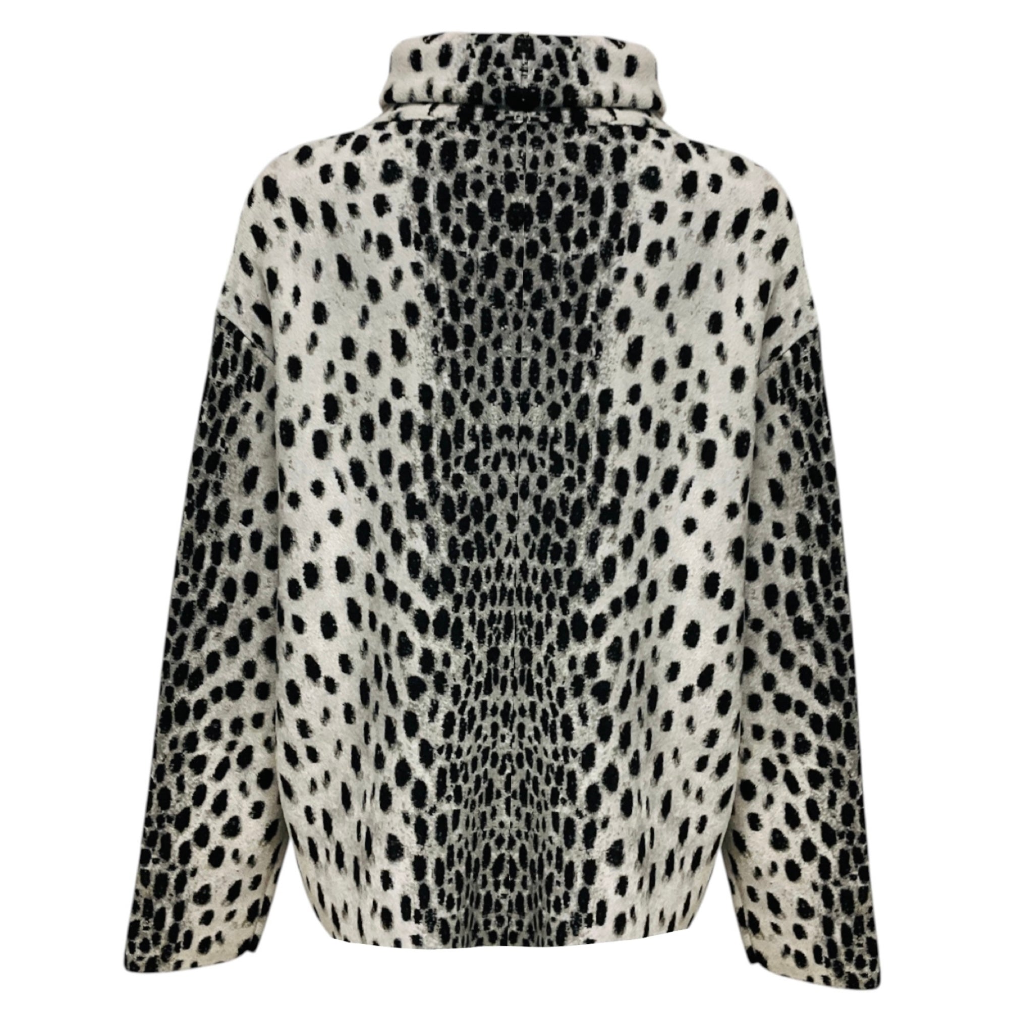 Alaia Grey / Black Animal Print Chenille Knit Pullover Sweater