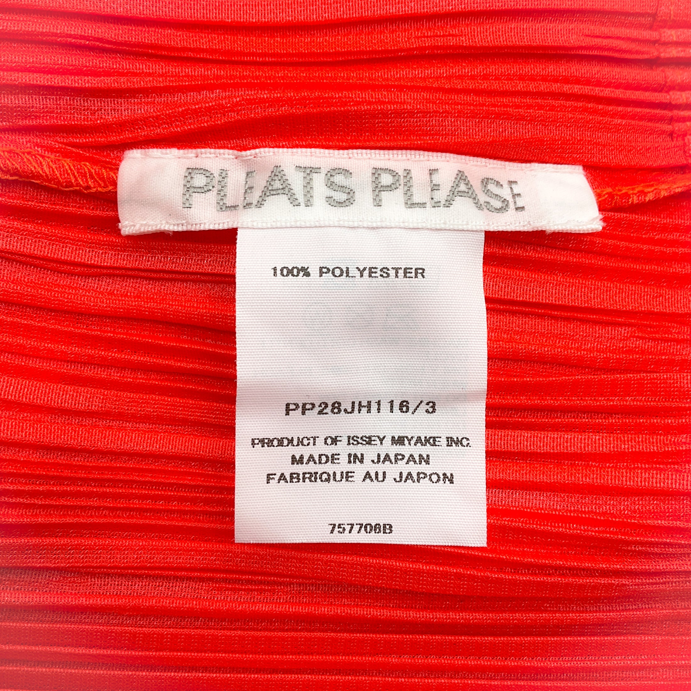 Issey Miyake Pleats Please Coral Short Sleeved Dress