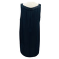 Load image into Gallery viewer, Akris Navy Blue Sleeveless Square Neck Chiffon Mini Shift Dress
