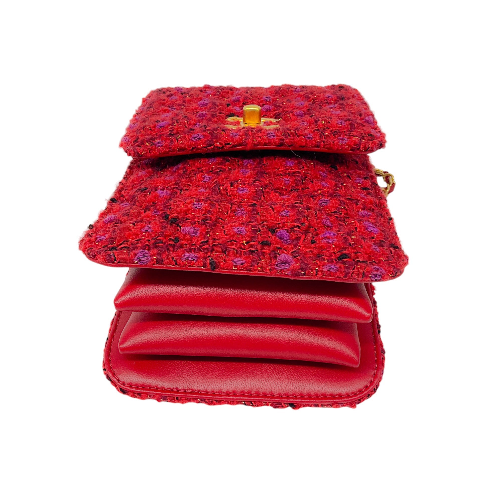 Chanel Red / Purple Multi 2023 Tweed Mini Flap Handle Bag