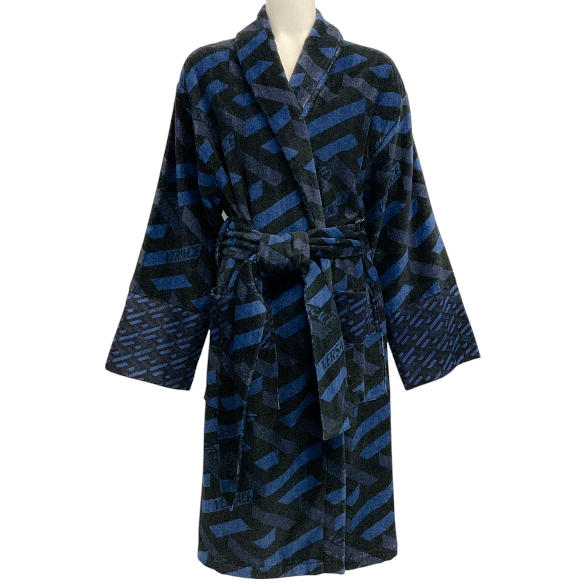Versace Blue / Black Logo Bathrobe
