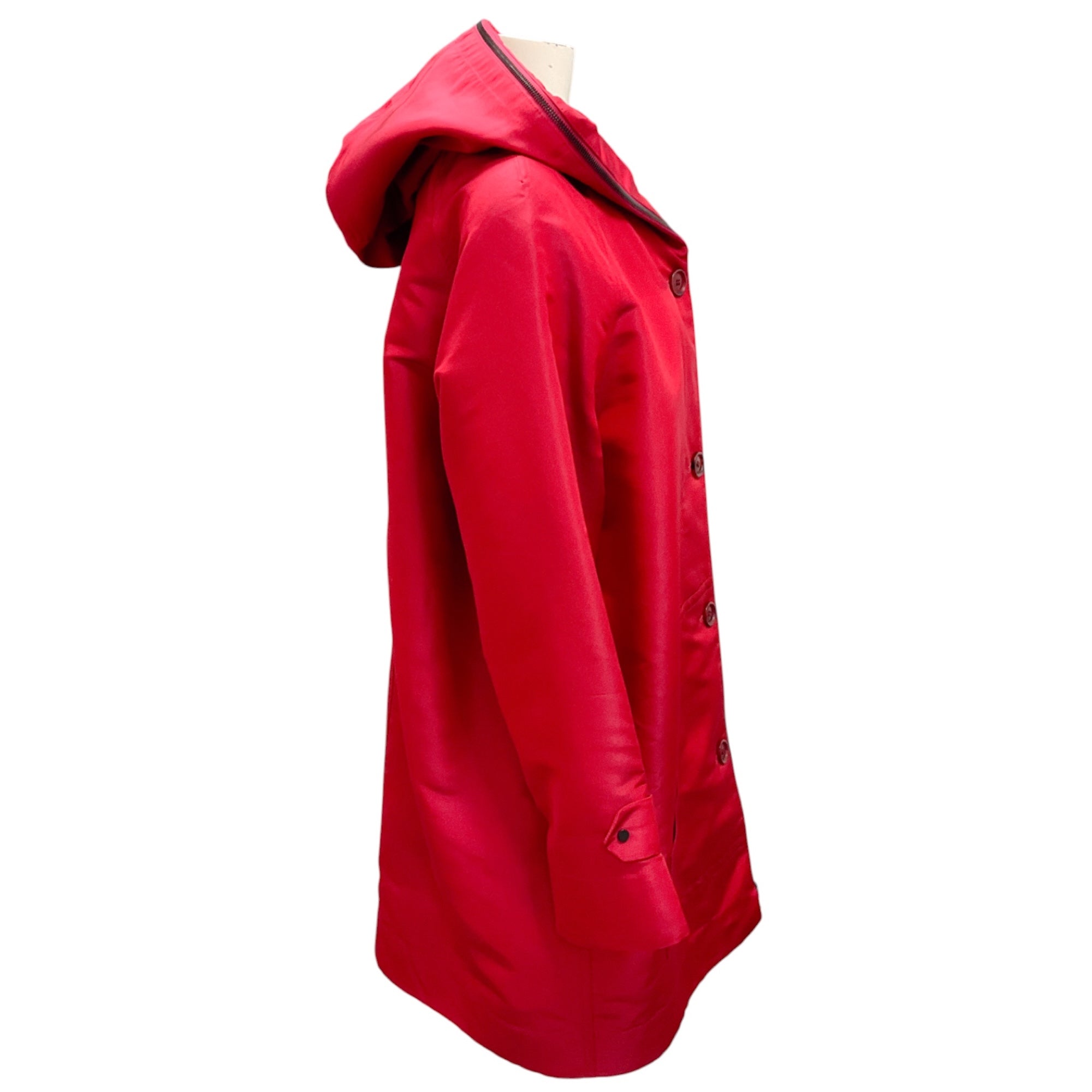 Akris Red Cashmere Lined Tessuto Parka Coat