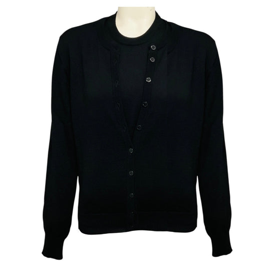 Dolce & Gabbana Black Wool Knit Cardigan Sweater and Tank Top Set