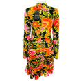Load image into Gallery viewer, Richard Quinn Orange Multi Ruched Floral Velvet Mini Dress
