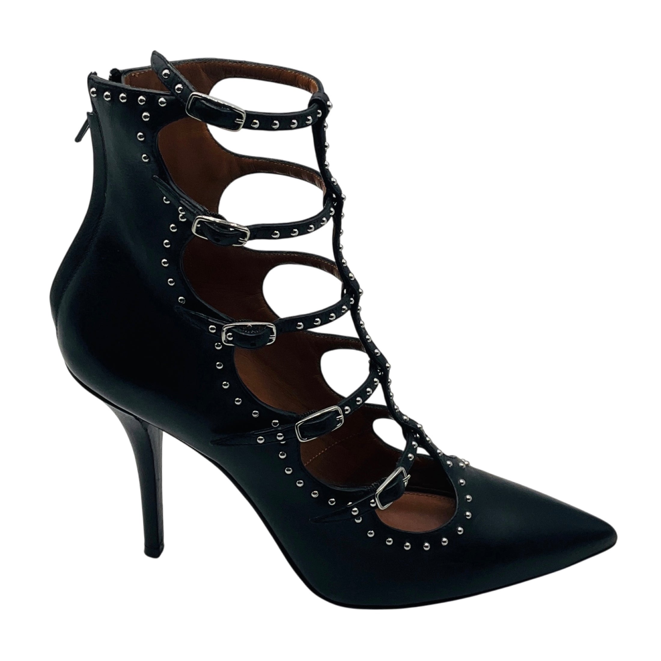 Givenchy Black / Silver Studded Leather Caged Heels