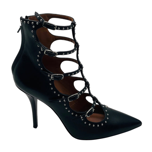 Givenchy Black / Silver Studded Leather Caged Heels