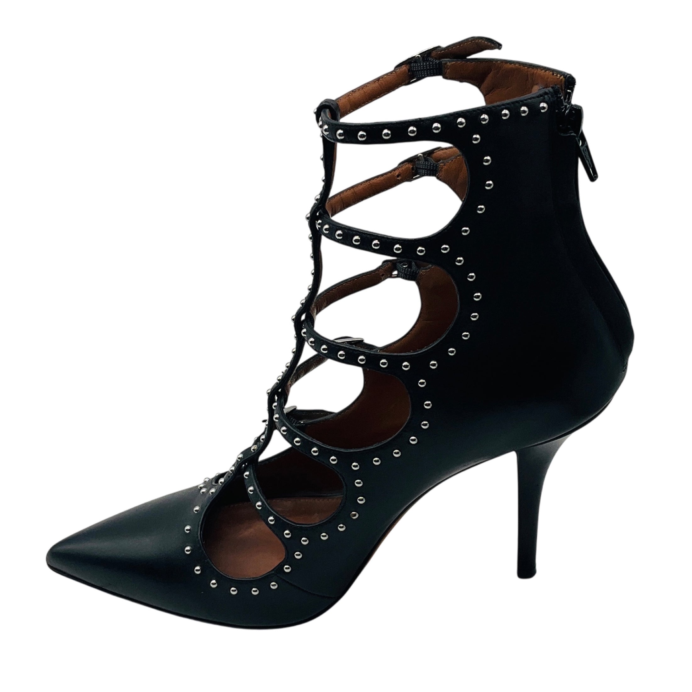 Givenchy Black / Silver Studded Leather Caged Heels