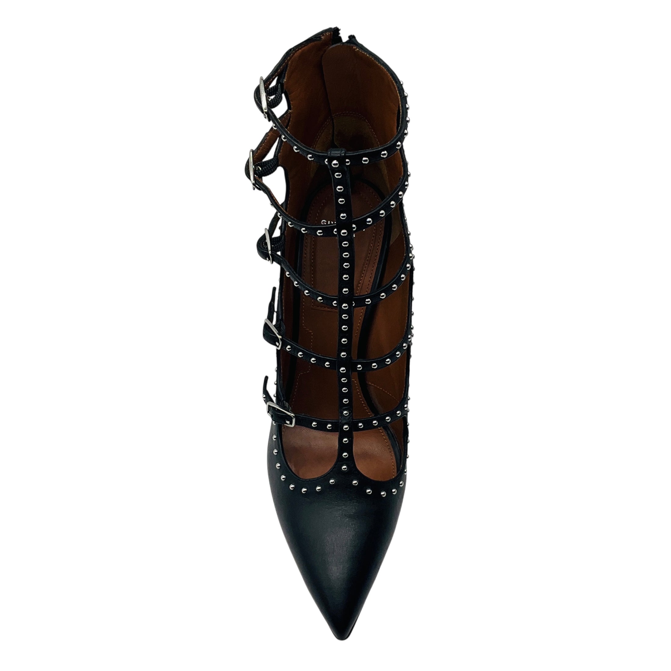 Givenchy Black / Silver Studded Leather Caged Heels