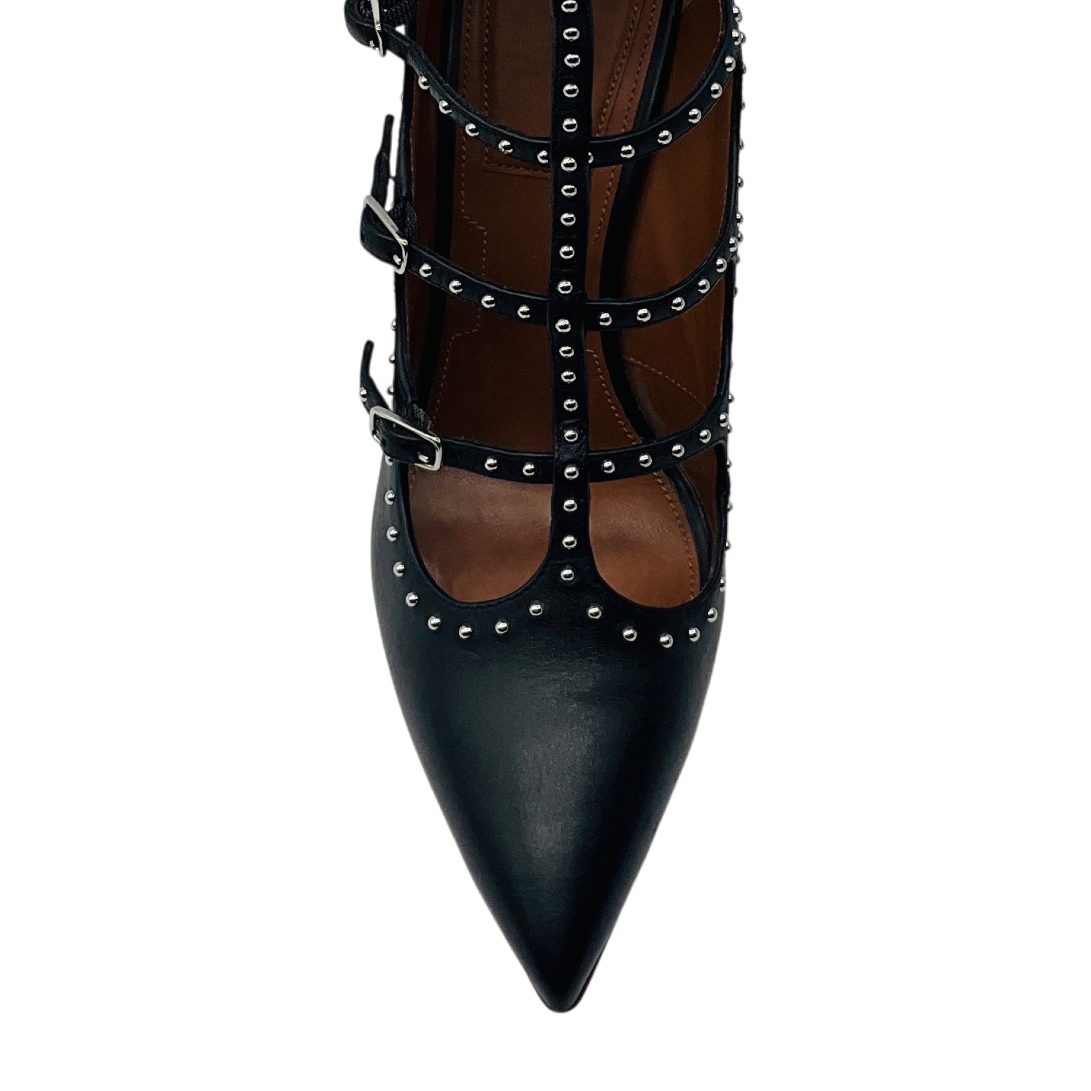 Givenchy Black / Silver Studded Leather Caged Heels
