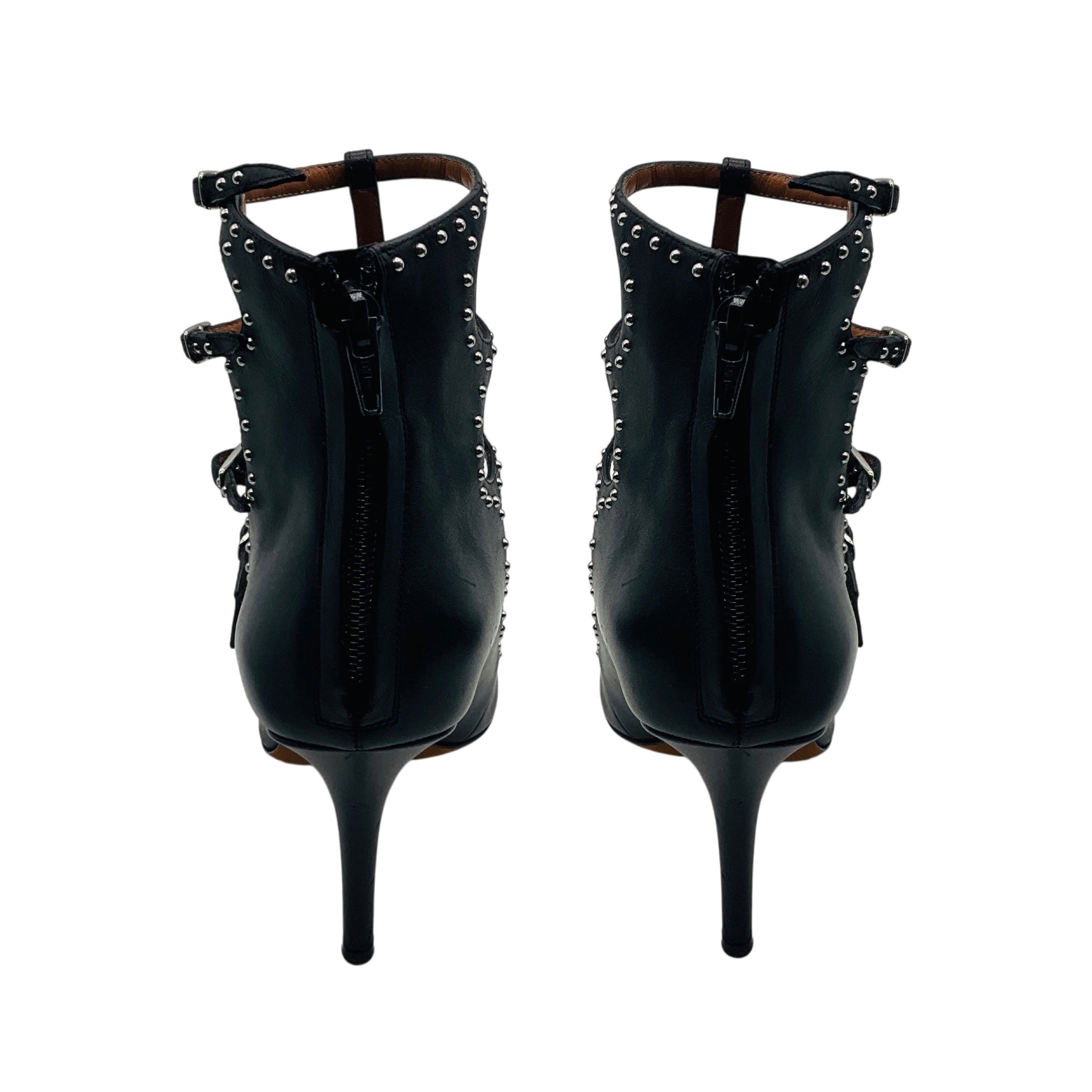 Givenchy Black / Silver Studded Leather Caged Heels