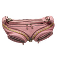 Load image into Gallery viewer, Versace Light Pink Zipper Detail Grained Leather Shoulder Bag with Braided Trim and Medusa Medallion Coins
