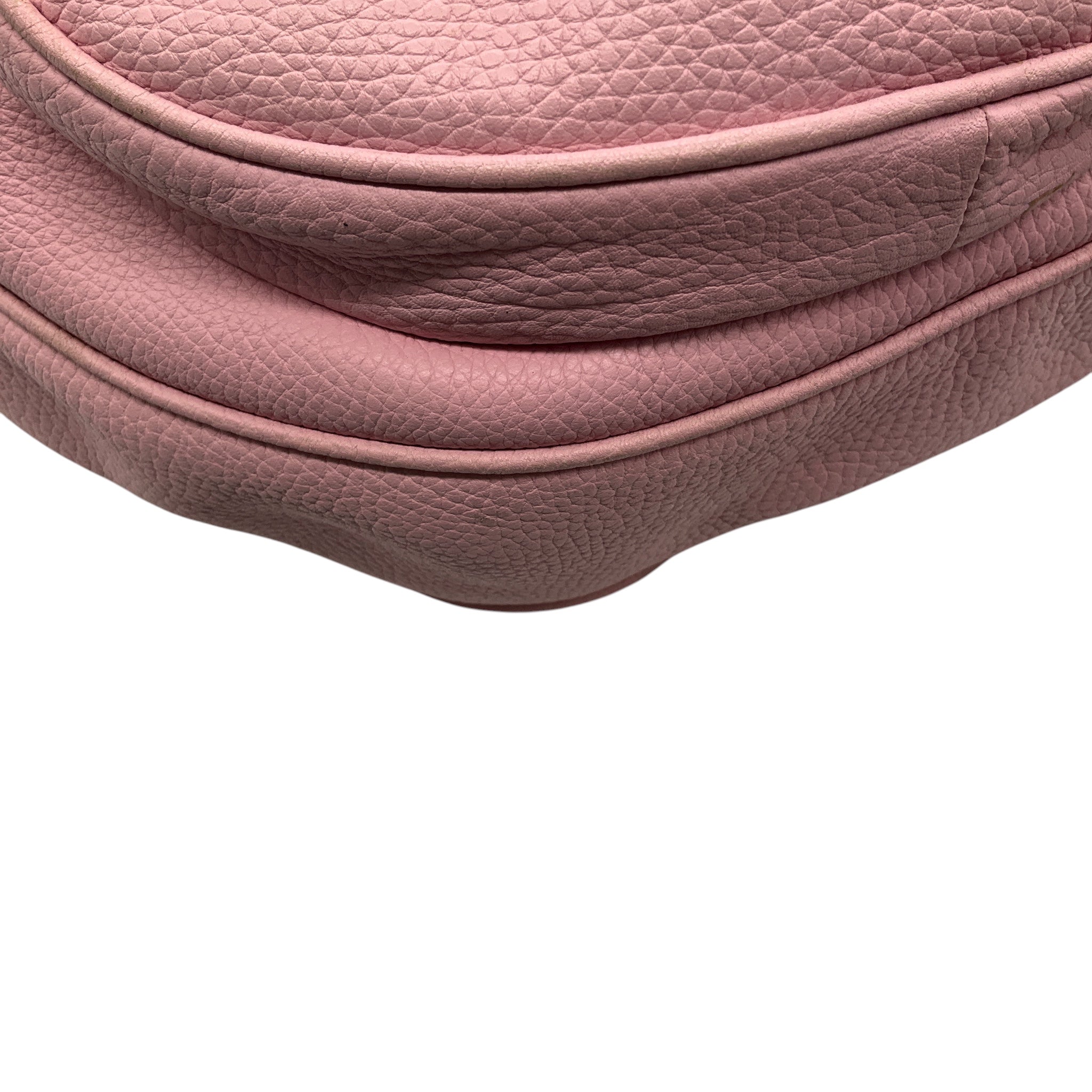Versace Light Pink Zipper Detail Grained Leather Shoulder Bag with Braided Trim and Medusa Medallion Coins