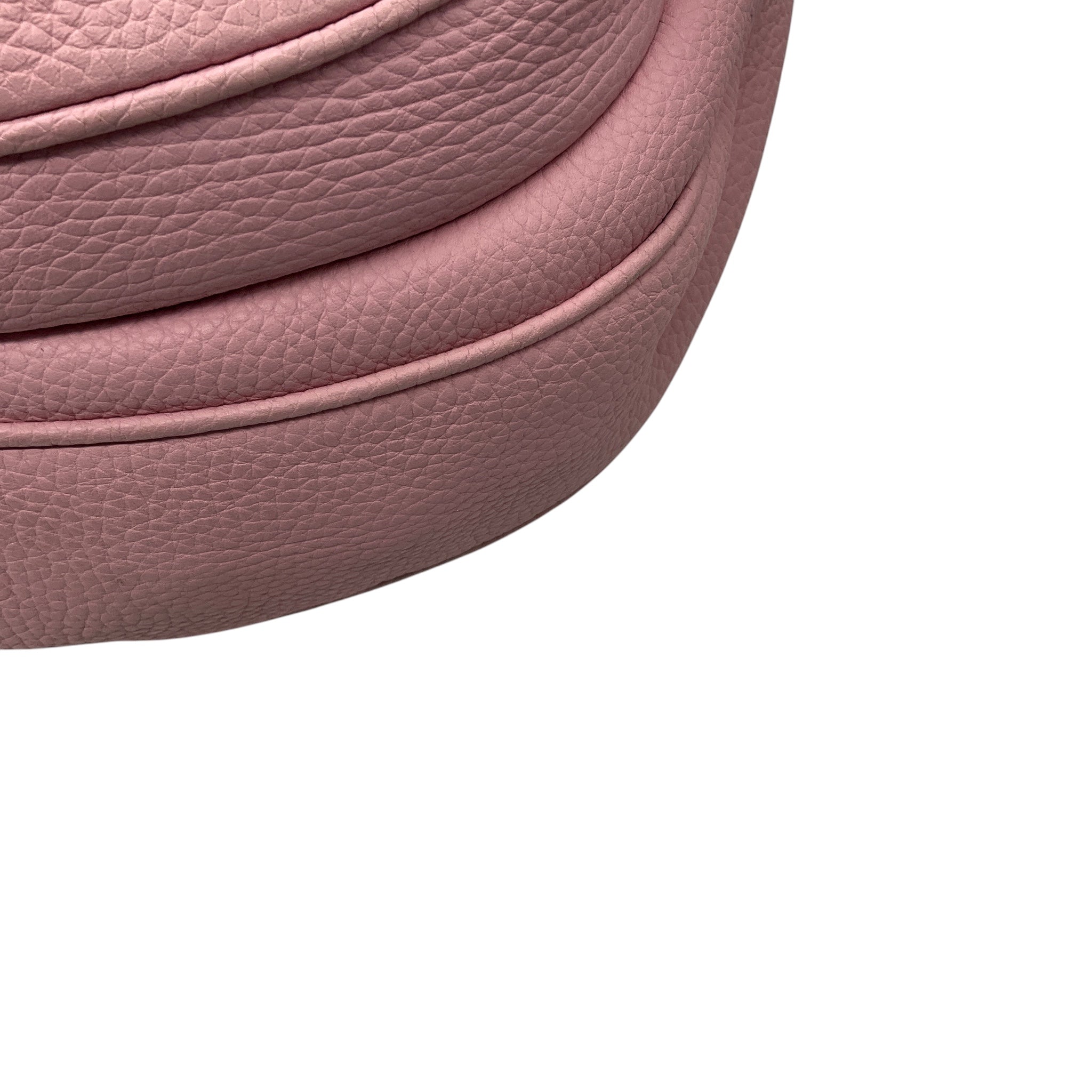 Versace Light Pink Zipper Detail Grained Leather Shoulder Bag with Braided Trim and Medusa Medallion Coins