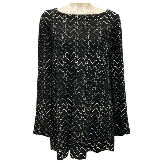 Alaia Black / White Flared Long Sleeved Stretch Knit Top