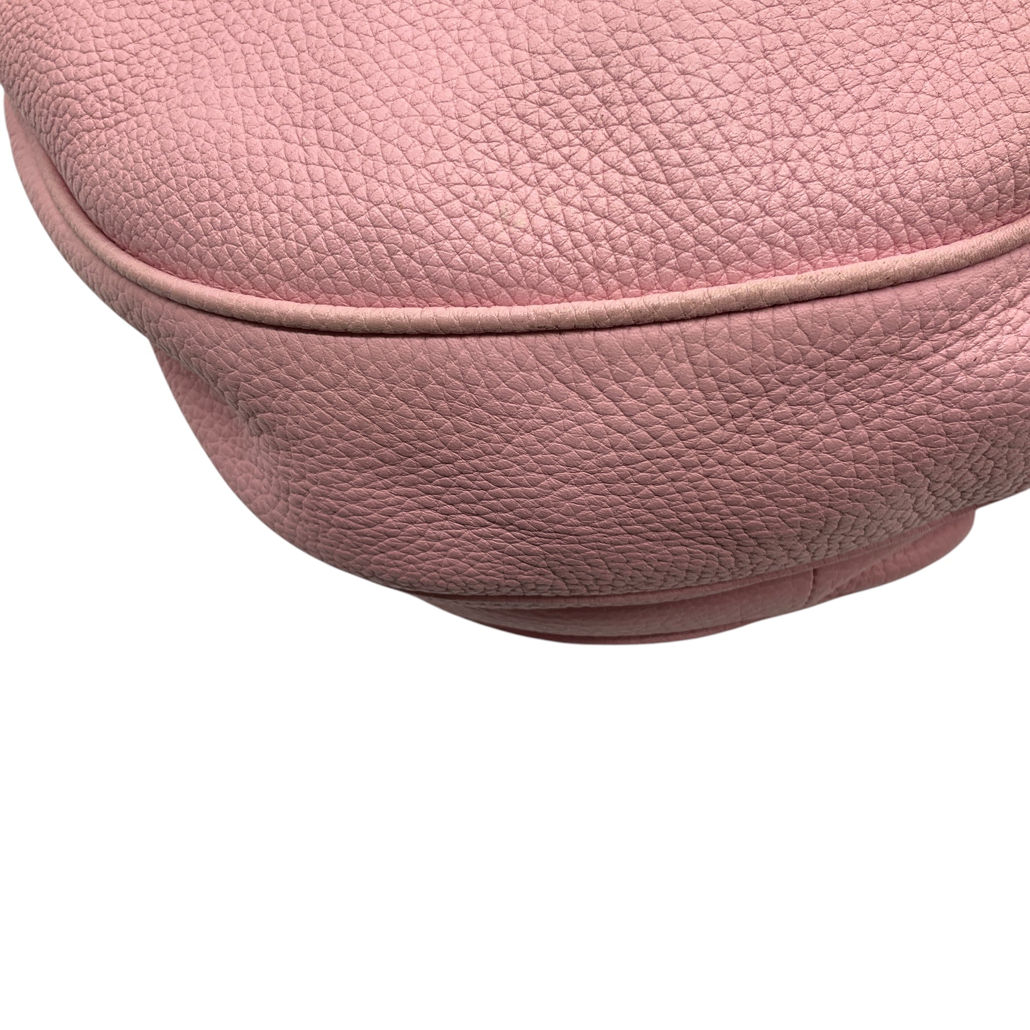 Versace Light Pink Zipper Detail Grained Leather Shoulder Bag with Braided Trim and Medusa Medallion Coins
