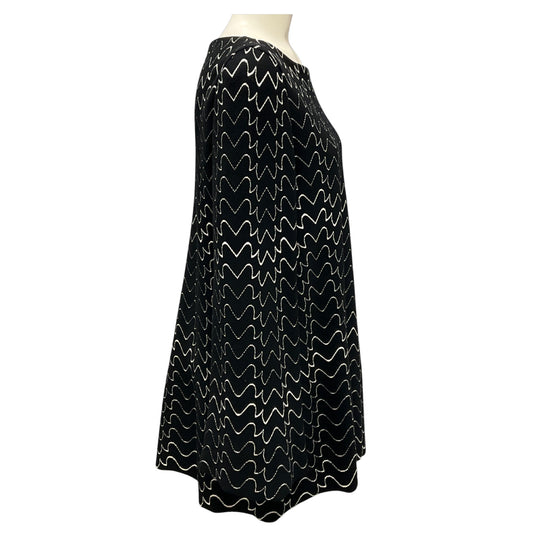 Alaia Black / White Flared Long Sleeved Stretch Knit Top