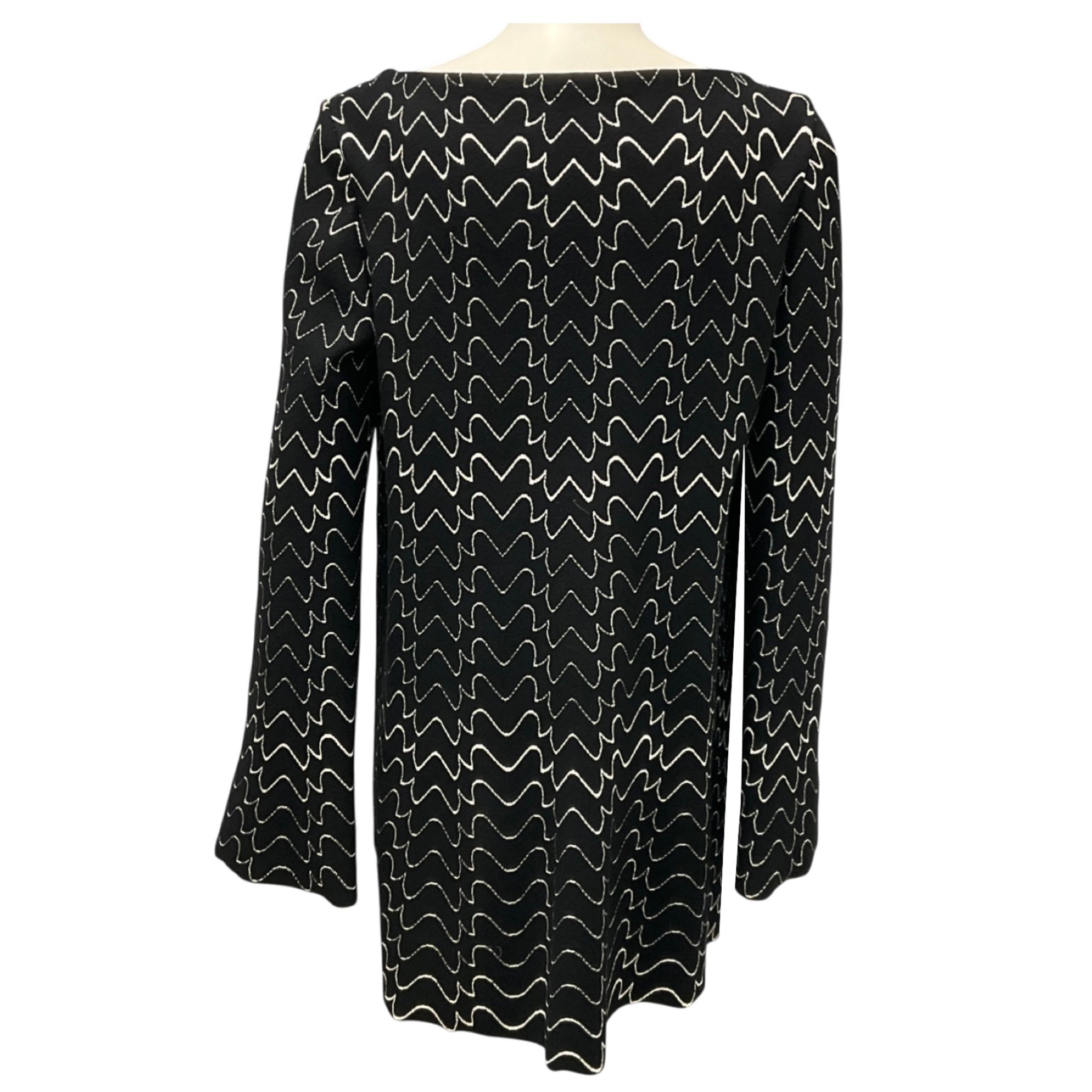 Alaia Black / White Flared Long Sleeved Stretch Knit Top