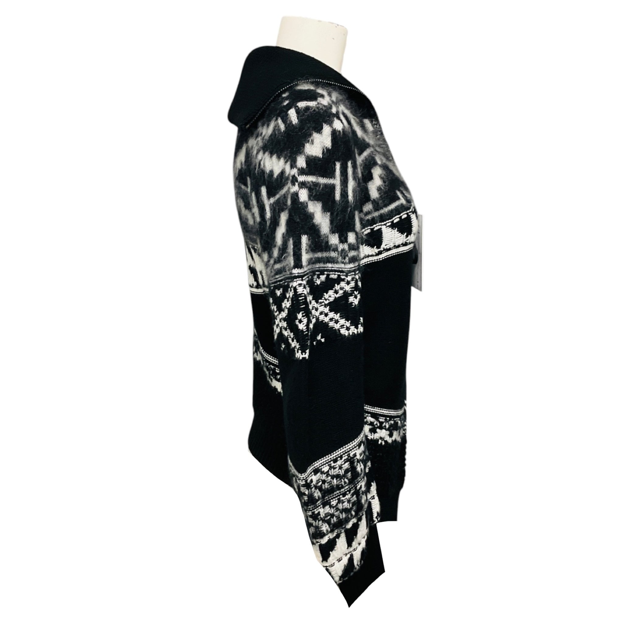 Nude Black / Off White Zip Front Nordic Cardigan Sweater