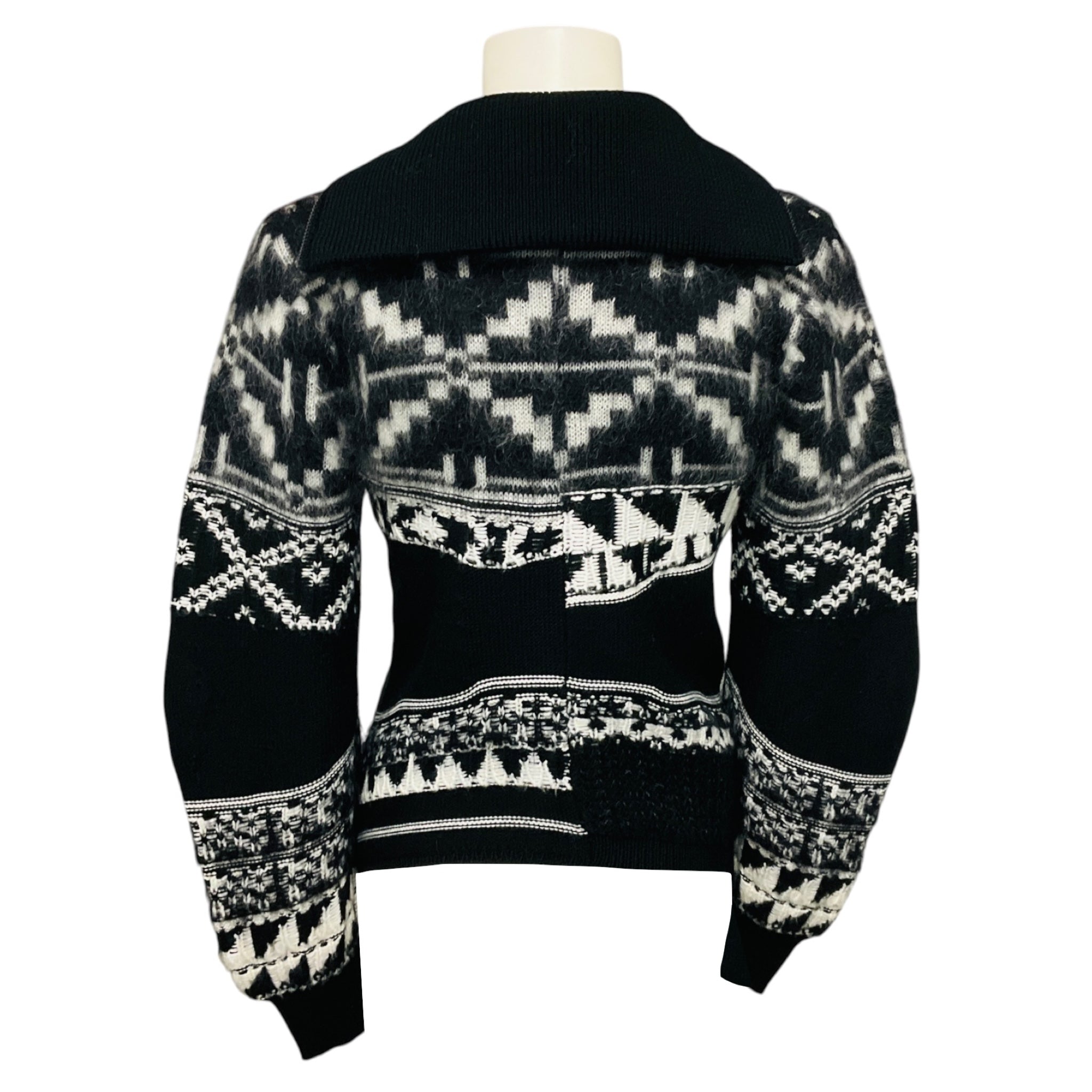 Nude Black / Off White Zip Front Nordic Cardigan Sweater
