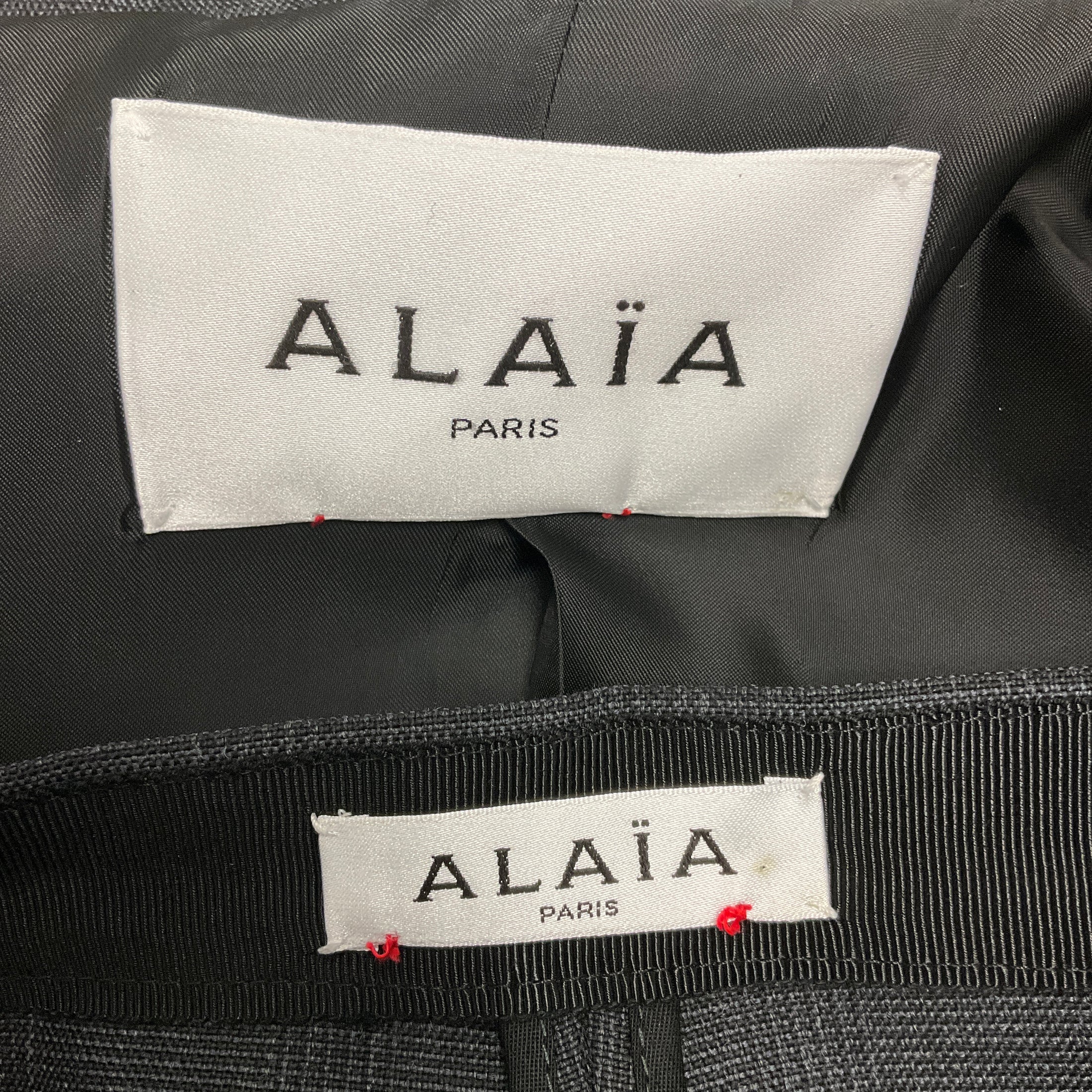 Alaia Dark Grey Checked Tailored Blazer and Pants Suit Set