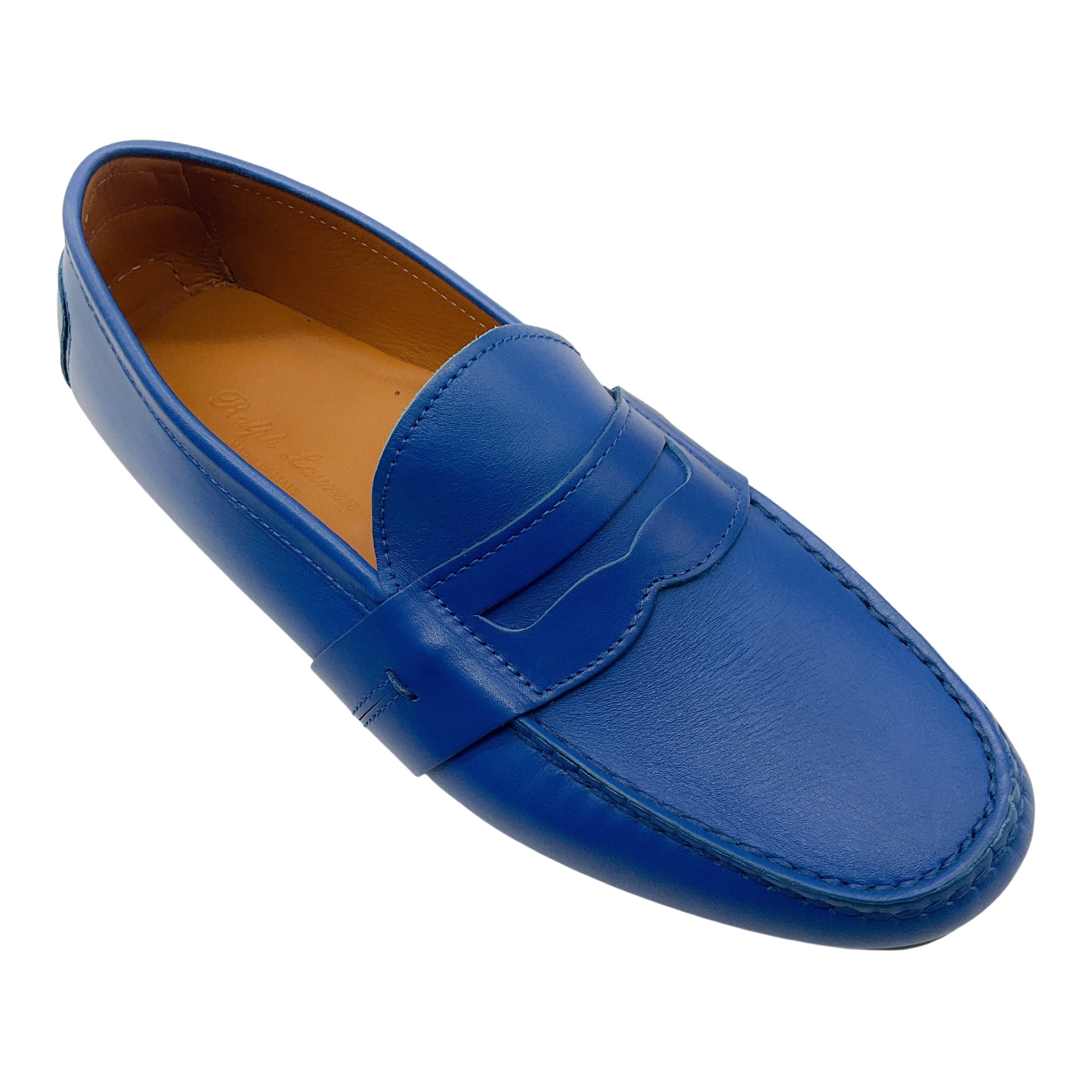 Ralph Lauren Collection Men's Blue Leather Penny Loafers