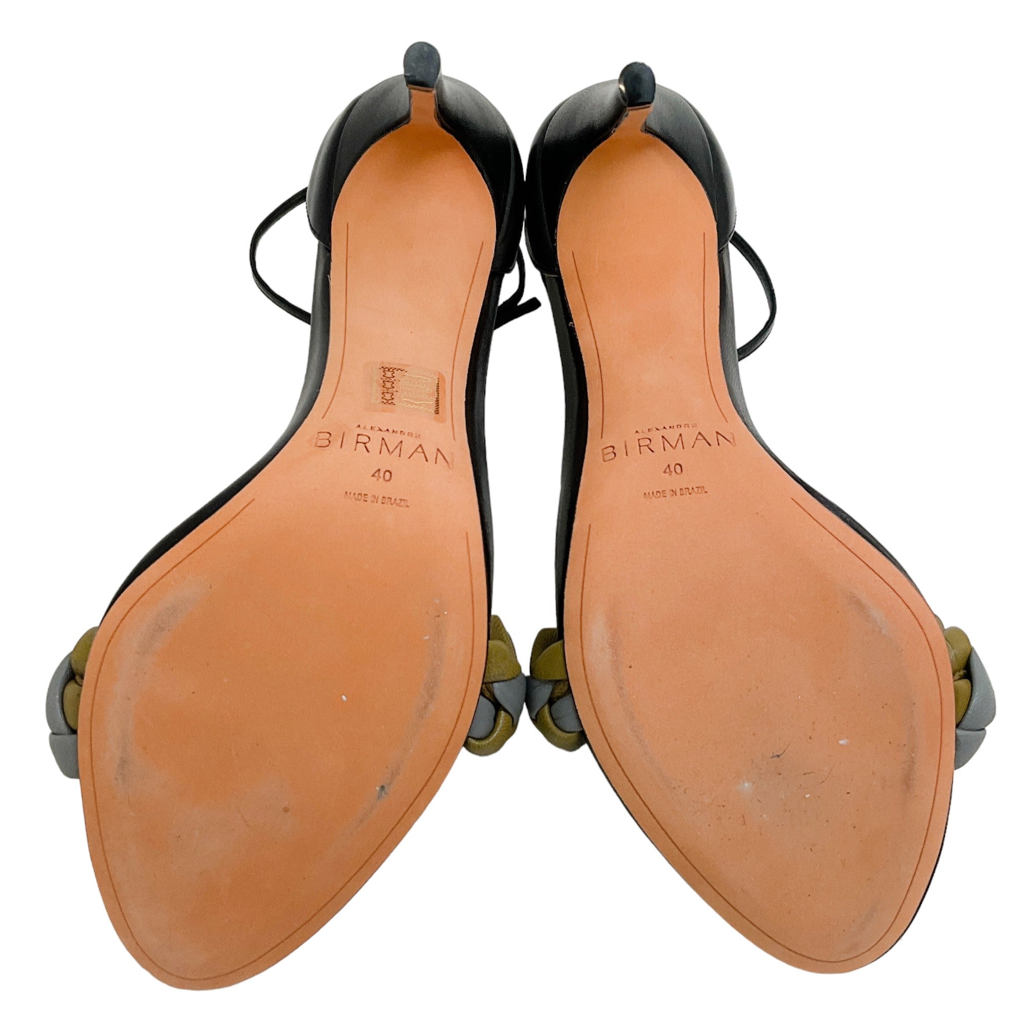 Alexandre Birman Cloud / Black Leather Braided Francis Ankle Strap Sandals