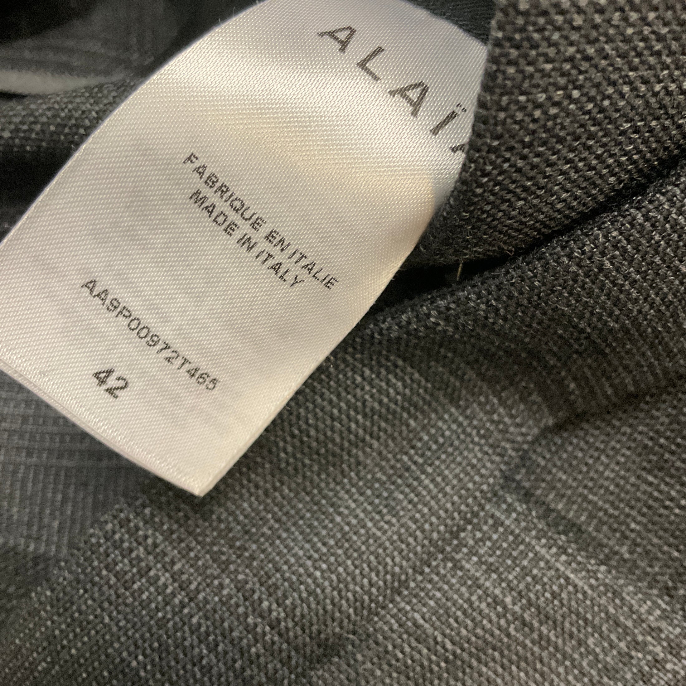 Alaia Dark Grey Checked Tailored Blazer and Pants Suit Set