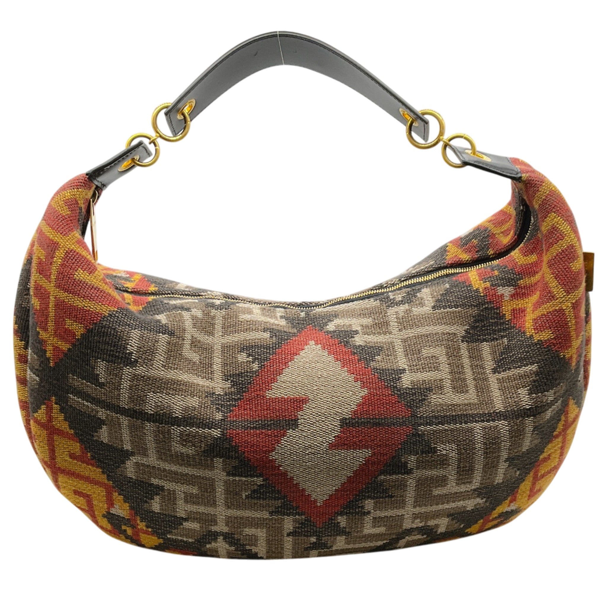 Balmain Red Multi Monogram Tapestry Shoulder Bag
