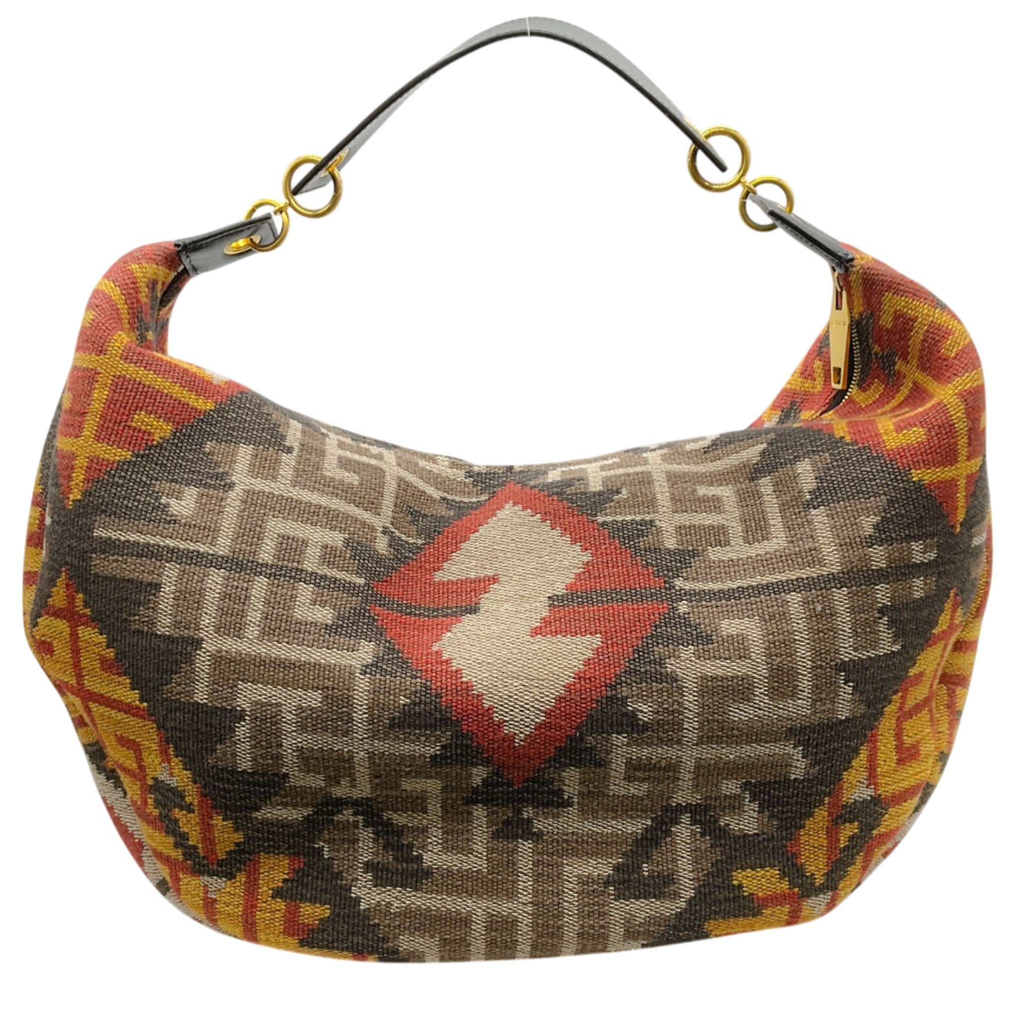 Balmain Red Multi Monogram Tapestry Shoulder Bag
