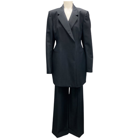 Alaia Dark Grey Checked Tailored Blazer and Pants Suit Set