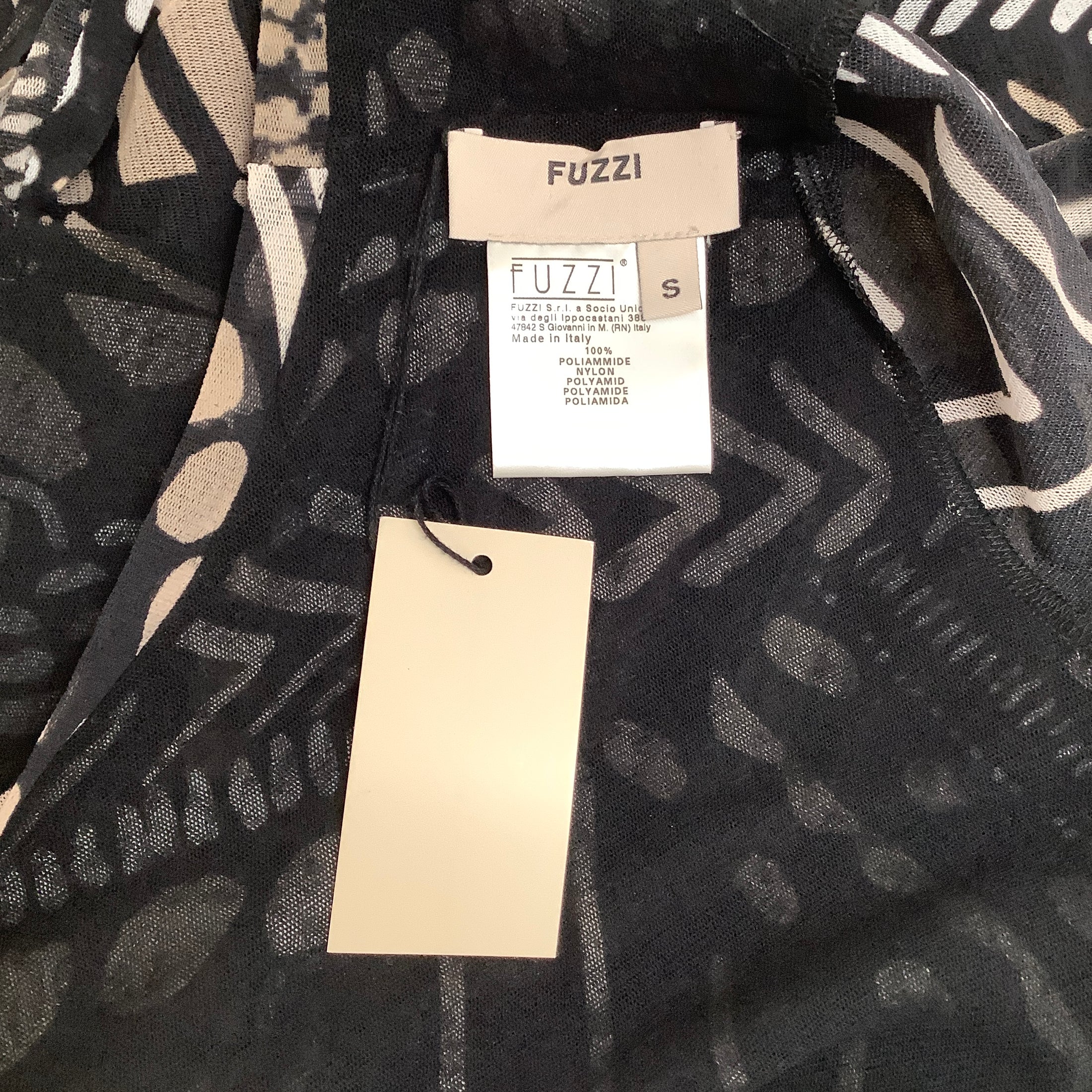 Fuzzi Black / Tan Print Long Sleeved Wrap Top